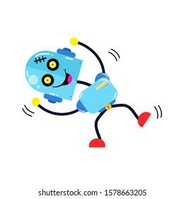 Fun Robot Dance. Boy Robot Robots. Cartoon Cute Vector Template Design Illustration
