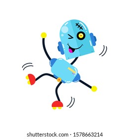 Fun Robot Dance. Boy Robot Robots. Cartoon Cute Vector Template Design Illustration