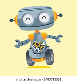 fun robot design, flat and cute character