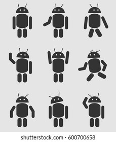 Fun robot icons set