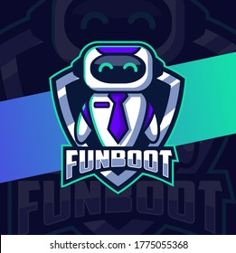 fun robot mascot logo design character