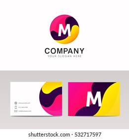 Fun round M letter logo sign. Abstract circle shape icon vector design.