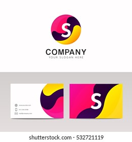 Fun round S letter logo sign. Abstract circle shape icon vector design.