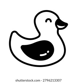 Fun rubber duck glyph icon suitable for playful childcare and bath visuals.