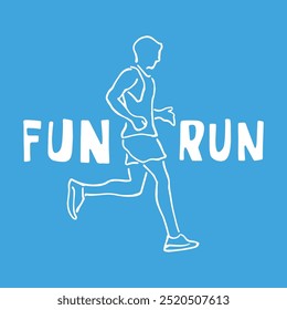 DISEÑO DE PÓSTER FUN RUN en un estilo divertido y enérgico. El corredor, representado en un contorno, encarna el espíritu de una carrera casual y agradable.