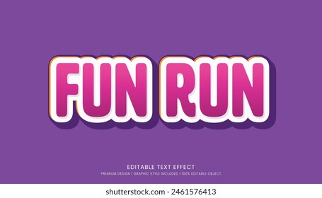 fun run text effect template editable design for business logo and brand