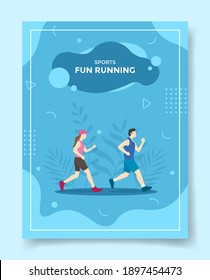 Fun Running Concept For Template Of Banners, Flyer, Books Cover, Magazine