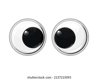  Fun safe toys. Oblique plastic toy eyes. Vector cartoon illustration on a white isolated background