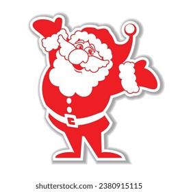 Fun Santa Claus dancing character. Vector template for Winter party on transparent background.