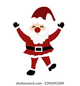 Fun Santa Claus wishes Merry Christmas opens his hands, ready to give you a hug