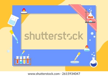 Fun science time, frame illustration design decorated with experimental tools. Vector illustration.