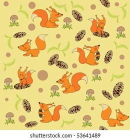 Fun seamless background with squirrels