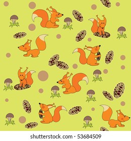 Fun seamless background with squirrels
