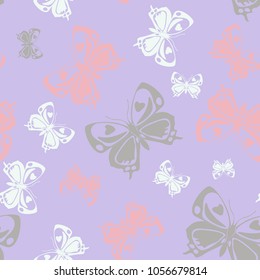 Fun seamless butterfly iterative background isolated on contrast back layer. Spring butterfly repeat theme vector. Wildlife insect fauna artwork for wallpaper.