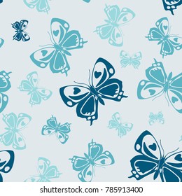 Fun seamless butterfly iterative template isolated on contrast back layer. Flying butterfly repeat theme vector. Wildlife insect fauna backdrop for cover.
