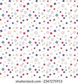 Fun seamless geometric patterns. Wallpaper texture that looks simple. Creative children's art background for children's education or modern design with playful geometry, vector illustration