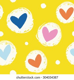 Fun seamless love heart background in pretty colors.Seamless heart background in pretty colors. Great for Baby, Valentine's Day, Mother's Day, wedding, scrapbook, surface textures.