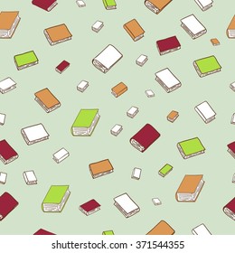 Fun seamless pattern with cartoon books. Can be used for wallpaper, pattern fills, greeting cards, webpage backgrounds, wrapping paper or fabric. Vector illustration. EPS 10.