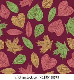 fun seamless pattern design with colorful leaf shape element