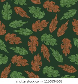 fun seamless pattern design with colorful leaf shape element