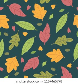 fun seamless pattern design with colorful leaf shape element
