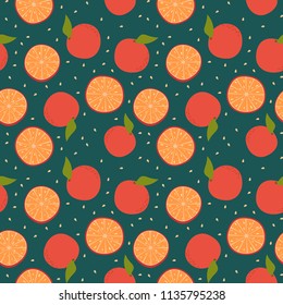fun seamless pattern design with orange shape element