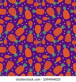 fun seamless pattern design with pineapple shape element