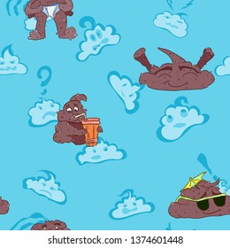 fun seamless pattern for kids clothes with poops characters