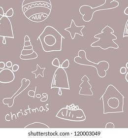 Fun seamless pattern on dark vintage background - christmas for dog