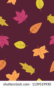 fun seamless pattern with simple autumn leaf shape element