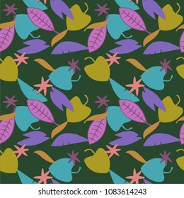 fun seamless pattern with simple leaf shape element