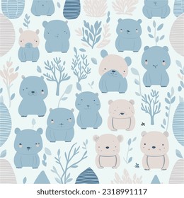 fun seamless pattern texture design bears for child themes vector image