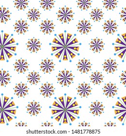 Fun seamless repeat abstract pattern. Carnival and festival ornament. Vector illustration. Usable for wrapping paper, posters, textile, clothing, bed linen