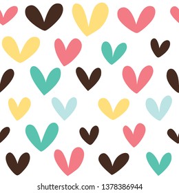 Fun seamless vintage love heart background in pretty colors. Great for baby announcement, Valentine's Day, Mother's Day, Easter, wedding, scrapbook, gift wrapping paper, textiles. 