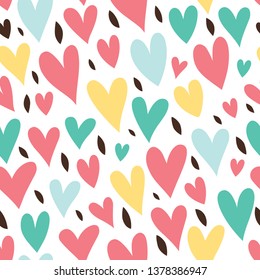 Fun seamless vintage love heart background in pretty colors. Great for baby announcement, Valentine's Day, Mother's Day, Easter, wedding, scrapbook, gift wrapping paper, textiles. 