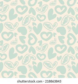 Fun seamless vintage love heart background in pretty colors.