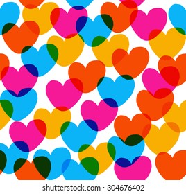 Fun seamless vintage love heart background in pretty colors. Great for baby announcement, Valentine's Day, Mother's Day, Easter, wedding, scrapbook, gift wrapping paper, textiles.