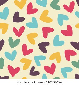 Fun seamless vintage love heart background in pretty colors. Great for baby announcement, Valentine's Day, Mother's Day, Easter, wedding, scrapbook, gift  rapping paper, textiles.