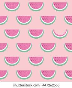Fun seamless watermelon pattern. Vector illustration.
