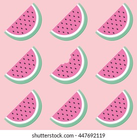Fun seamless watermelon pattern. Vector illustration.