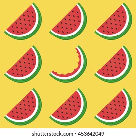 Fun seamless watermelon pattern. Vector illustration.