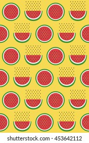 Fun seamless watermelon pattern. Vector illustration.