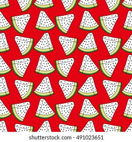 Fun seamless watermelon pattern. Vector illustration.