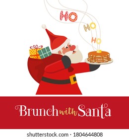 Fun Seasonal Vector Icon. Cartoon Comic Santa Claus Cartoon. Fun Brunch Breakfast Christmas Kids Enjoy. Family Togetherness On Holiday Celebration Flyer Background. New Year Eve Menu Banner Template