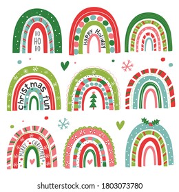 A Fun Set Of Festive Rainbows And Other Christmas Elements, 16 Vector Illustrations Included In This Seasonal Clipart Set.