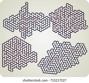 Fun set of hexagonal maze with answer