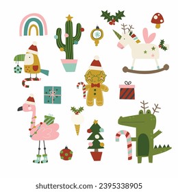 A fun set of vector illustrations featuring retro style characters in with festive elements.
A great set for crafts and kids.