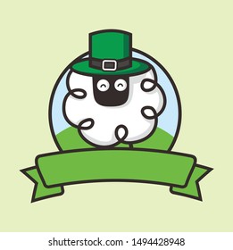 fun sheep with hat, happy saint patricks day