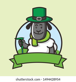 fun sheep with hat, happy saint patricks day