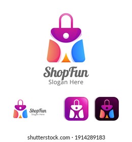 plantilla de diseño de logotipo moderno de compras divertidas